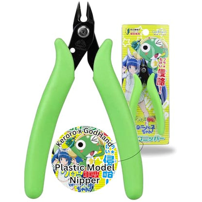 GodHand Keroro Plastic Model Nipper PN-125-KR with Sharp Thin Dual Blades, Ergonomic Non-slip Grip, 3mm Sprue Cutter Hobby Nippers for Plastic Models, Miniatures, Gundam, Gunpla, Green