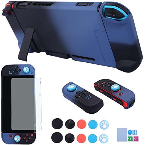 Dockable Case for Nintendo Switch - COMCOOL 3 in 1 Protective Cover Case for Nintendo Switch and Joy-Con Controller with Screen Protector - Blue Black - color: Blue Black