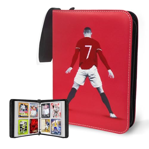 Soccer Card Binder 400 Pockets for Soccer Trading Cards Collectors,Portable Waterproof Card Storage Book with Removable Clear Sleeves,Compatible with Soccer Cards 2025-26 - color: 4S-Ronaldo, size: 4 Pocket