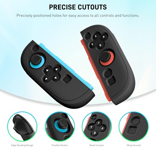 GLDRAM Case for Nintendo Switch 2 Joycon Controller, Soft Silicone Skin Protective Cover Shell with 2 Thumb Grips for Joycon 2 - Black - color: Black