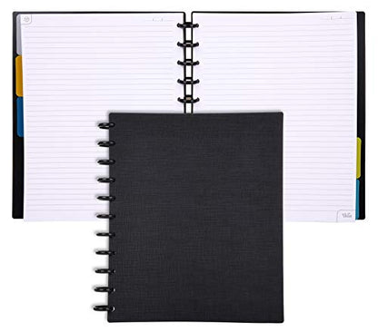 Talia Discbound Notebooks, Planner, Customizable, (Black w/Black Discs, Letter (8.5in x 11in)) - color: Black W/Black Discs, size: Letter (8.5in x 11in)