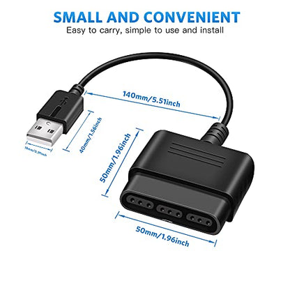 Xahpower 2 Pack PS2 Controller to USB Adapter Converter Cable, Compatible with Sony PS1/PS2 Controller Gamepad to PS3/PC Controller