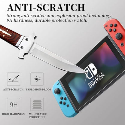 Pack of 3 Screen Protectors Compatible with Nintendo Switch OLED 7 Inch, Anti-Glare and Anti-Fingerprint, Matte Glass Screen Protector, Easy Installation, Anti-Scratch, Touch Sensitive