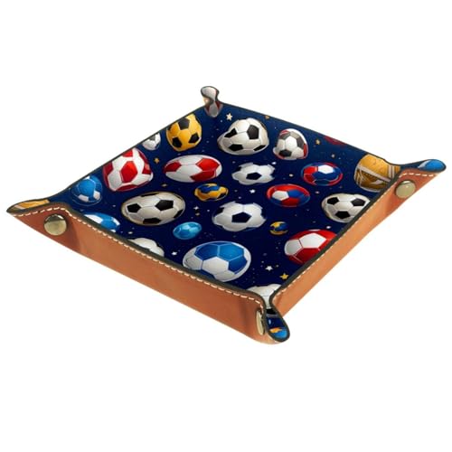 Soccer Ball Dice Tray PU Leather Dice Rolling Tray Folding Dice Holder for Dice Games, Like RPG, DND and Other Table Games - color: Multi 3