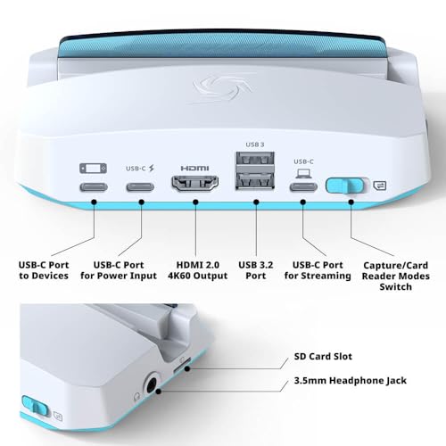 AVerMedia Steam Deck Dock with HDMI 4K@60Hz, USB C Charging, Screen Mirroring, Video Capture for Switch, Steam Deck, ROG Ally, Legion Go, MSI Claw, iPhone, iPad - X'TRA GO GC515 - color: X'TRA GO - GC515 White