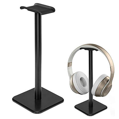 Headphone Stand Gaming Headset Holder Universal Aluminum Metal Headphone Holder Hanger with Aluminum Supporting Bar Flexible Headrest ABS Solid Base for All Headphone,Black, HSB3602 - color: Black