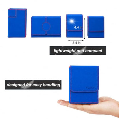 MTG Deck Box with Commander Display, Fits TCG Cards (Blue&Red) | Holds 120 Single/100 Double-Sleeved Cards, Fit MTG/PTCG/OPTCG Cards, Strong Magnet, PU Leather, With 2 Dividers & 1 Toploader - color: Blue and Red