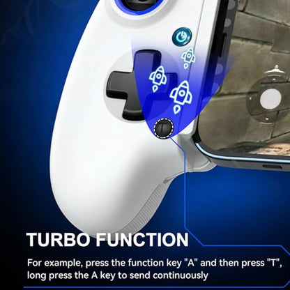Phone Controller for iPhone, iPad, Android Phone, Tablet, PC, Switch 2, Mobile Game Controller with Hall Trigger, Turbo, Programming, Vibration, Wireless Handheld Gamepad Play Streaming, Cloud Gaming - color: White