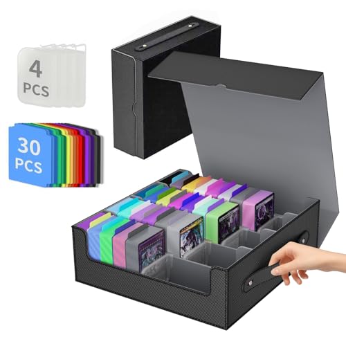 Trading Card Storage Box, MTG Deck Box, Card Storage Box, Bulk Card Storage, Commander Deck Box, Sports Card Storage, Mtg Commander Deck Box,Deck Box Mtg (Black and Grey) - color: Black and Grey