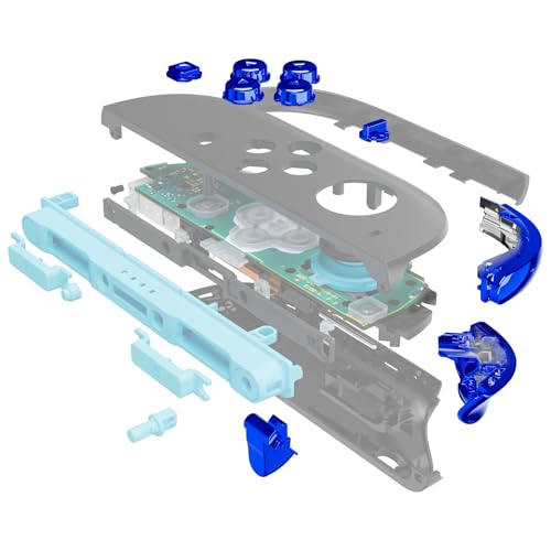 eXtremeRate DIY Replacement Full Set Buttons for Joycon 2, Custom ABXY Direction Keys Dpad + - C Home Capture Release L R ZR ZL Trigger Buttons for Nintendo Switch 2 Controller - Chrome Blue - color: Chrome Blue