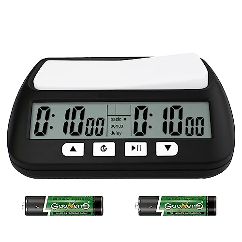 Digital Chess Clock Timer,QINFIEY Chess Timer for Board Games,Professional with Bonus Delay Count Down Up Function,Batteries Included
