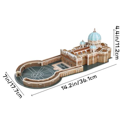 Architecture World Famous of 3D Puzzle.Build Your Own Collection of 17 Global Landmarks (Notre Dame, Colosseum) - Educational DIY Model Kit for Kids & Adults. (St. Peter's Basilica) - color: St. Peter's Basilica