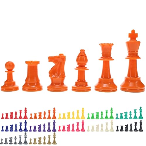 WE Games Color Bright Plastic Staunton Tournament Chess Pieces with 3.75 in. King - Half Chess Set of Chess Pieces Only, Orange - color: Orange