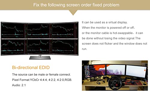 Pass-Through EDID Emulator for use with Video splitters, Switches and Extenders (fit-Headless) HDMI compatible-1280X720@59Hz