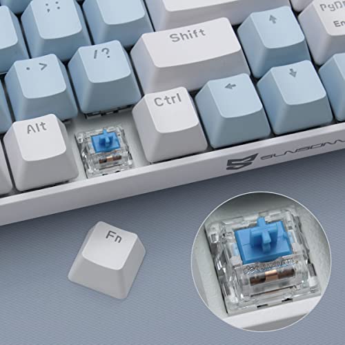 Qisan Mechanical Gaming Keyboard Dual Mode 2.4G/BT Wireless Keyboard with Blue Switch Mini Design (60% Keyboard) 68 Keys Computer Keyboard US Layout | Gaming Pc | Wireless Gaming Keyboard - color: Blue Switch Blue & White Combo Color
