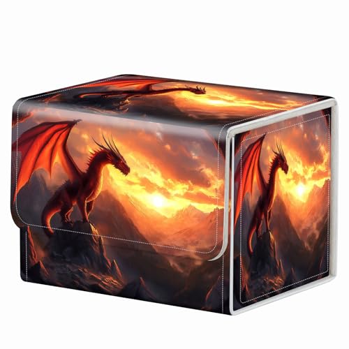 Strong Magnet for TCG MTG Commander Deck Box Playing Card Case Magic Deck Box Creative Pattern Trading Card Storage Box for Collectible Games, Golden Fire Dragon - color: Golden Fire Dragon