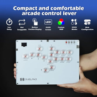 Duelpad Leverless Controller Arcade Stick, Zen16 Arcade Controller for PC/PS3/PS4/PS5/Switch/Steam, All-Button Arcade Fight Stick with SOCD/TURBO/Custom RGB/Hot-Swap/Low-Profile Switch (Medium) - size: Medium