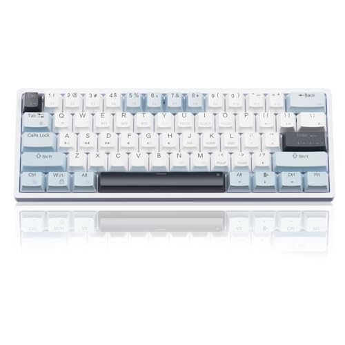 SOLAKAKA SK961 Wireless Mechanical Keyboard with RGB Backlight,Tri-Mode BT5.0/Wired/2.4GHz 60 Percent Wireless Gaming Keyboard,Red Switch - color: SK961-whiteblue-redswitch