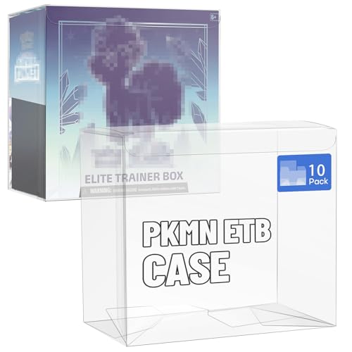 10 Pack Clear PKMN ETB Protector Case, PKMN Elite Trainer Box Protector, PET Plastic Display Box Protector for Collectors Gifts Elite Trainer Boxes - 0.5mm Thick (Pack of 10) - size: 10 Pack