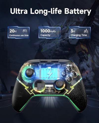 EasySMX X15 PC Controller - Enhanced Wireless Bluetooth Controller with Hall Joysticks/Hall Triggers/RGB Lighting - No Stick Drift, No Dead Zone - Work for Windows PC, Android, Steam and Switch - color: 카본 블랙.