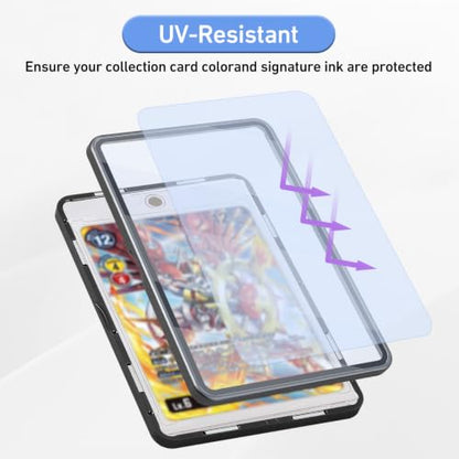 Card Case, 8-Point Magnetic Lock, Premium Aluminum Alloy Protector with 35pt One Touch Card Holder, Personalized Card Sleves Fits Trading Cards, Sports Cards, Game Cards, Collectible Cards (Black) - color: Black, style: Card Case