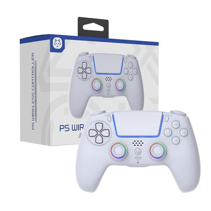 Wireless Anti-Stick Drift Controller for PS5/PC - Features, Turbo, 6-Axis Gyro, Dual Vibration, Macro Back Buttons, Touchpad, Bluetooth 5.0, 3.5mm Audio Jack & Built-in Microphone (WHITE1) - color: WHITE1