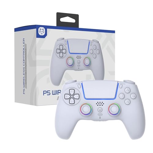 Wireless Anti-Stick Drift Controller for PS5/PC - Features, Turbo, 6-Axis Gyro, Dual Vibration, Macro Back Buttons, Touchpad, Bluetooth 5.0, 3.5mm Audio Jack & Built-in Microphone (WHITE1) - color: WHITE1