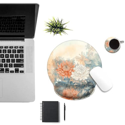 Mouse Pad with Wrist Support, Ergonomic Mouse Pad with Memory Foam Wrist Rest Cushion, Non-Slip Rubber Base Gaming Mice Pad for Home Office Computer Laptop,Aesthetic Flower - color: Aesthetic Flower