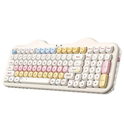 YUNZII C98 Wireless Mechanical Keyboard with Number Pad,99 Key BT5.0/2.4G/USB-C Hot Swap Gasket Mount with PBT MOA Keycaps,Custom RGB,Cute Cake Keyboard for Win/Mac (Beige, Candy Linear Switch) - color: Beige, size: Candy Linear Switch