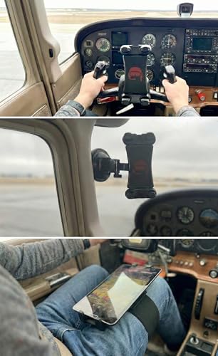 3-in-1 Aviation iPad Mount – Yoke Clamp, Suction Cup & Kneeboard Leg Strap – Airplane iPad Holder & Airplane Tablet Holder for EFB – Fits All iPad Models & Tablets 7"–12.9"