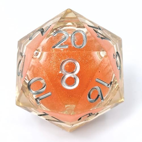 Sage's Portal Souls Liquid Core D20 33mm Chonky Sharp Edge Resin Die DND Dice for Dungeons and Dragons RPG Tabletop TTRPG (Fiery Souls - Orange) - color: Fiery Souls - Orange