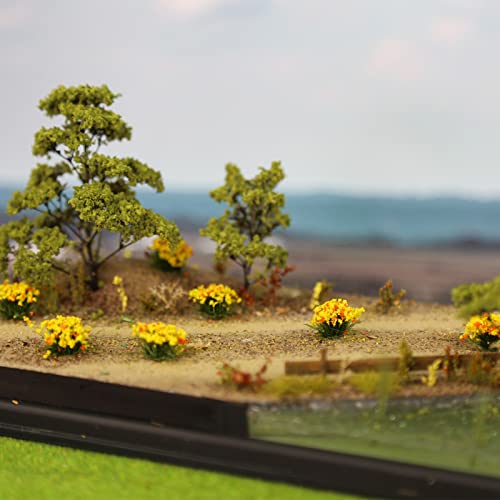 Miniature Vegetation Bushy Shrubs Tuft Flowers with Model Bases War Game DIY Railway Terrain Scenery (E) - color: E