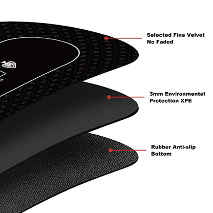 YUZPKRSI 70 x 35 Inch Poker Mat, 8 Players Texas Hold'em Poker Rubber Mat Poker Topper for Tables, Folding Portable Poker Table Top Layout w/Carrying Bag for Poker Games, Blackjack, Casino - color: 70 X 35 Inch-oval Black