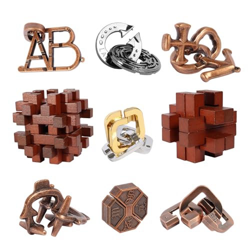 9pcs Difficulty Puzzles Gift for Adults, Teens, and Kids Brain Teaser Puzzles Game Desk Toys - style: Style B
