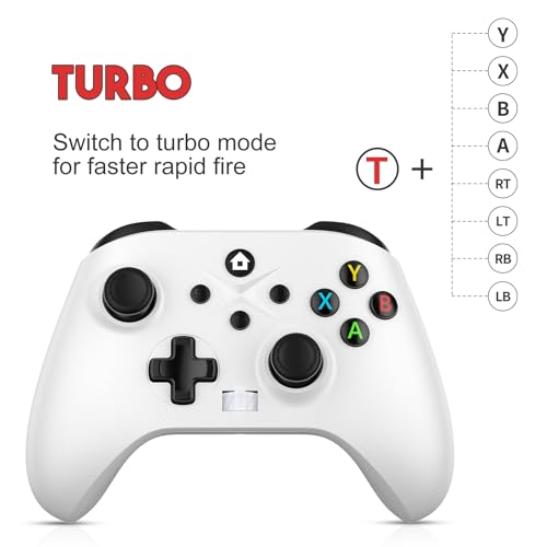 Dinosoo Wireless for Xbox Controller Series X|S One & Windows 10/11, with Turbo, Macro, Mute Button, Battery, Dual Vibration, White - color: White