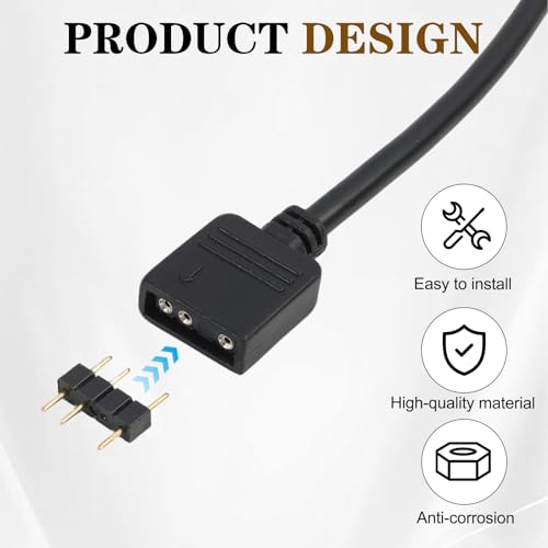 4 Pack ARGB 1 to 2 Extension Cable, 3-Pin to SM 3-Pin Female Adapter with Adapter pin, 5V Addressable RGB Extension Cable for PC Fans and LED Strips, Motherboard Sync (0.98 FT/ 30 CM Each) - color: 1-to-2 5V 3pin female to female