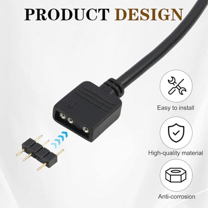 4 Pack ARGB 1 to 2 Extension Cable, 3-Pin to SM 3-Pin Female Adapter with Adapter pin, 5V Addressable RGB Extension Cable for PC Fans and LED Strips, Motherboard Sync (0.98 FT/ 30 CM Each) - color: 1-to-2 5V 3pin female to female