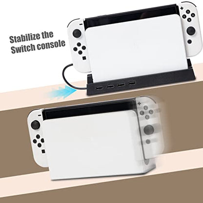 USB Hub for Nintendo Switch Dock – 4-Port USB Controller Expansion Adapter, Powered USB Hub Switch Nintendo for Multiplayer Gaming & Safe Charging – Not Compatible with Nintendo Switch 2