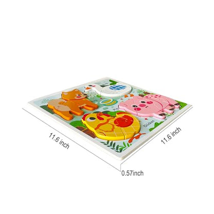 Learning Farm Animal Jigsaw Puzzles for Toddlers, Gifts for 2 3 Years Old Girls Boys,Wooden Montessori Puzzle 2-4, Toddler Toys Educational Toys Kids Ages 1-3 - color: Farm Animal