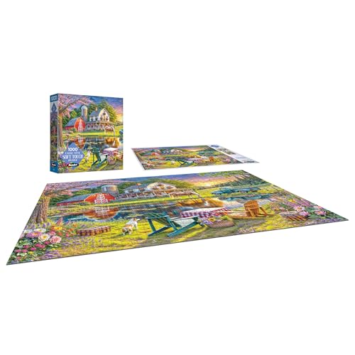 RoseArt Soft Touch Backyard Country Farm Scene 1000 Piece Jigsaw Puzzle for Adults - style: Backyard