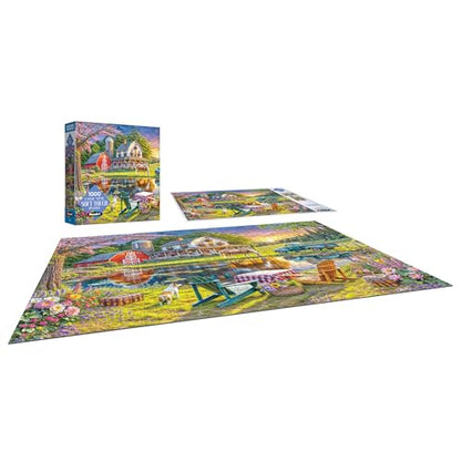 RoseArt Soft Touch Backyard Country Farm Scene 1000 Piece Jigsaw Puzzle for Adults - style: Backyard