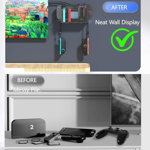 Wall Mount Charging Dock for Nintendo Switch 2 - Charge & Store 4 Controllers, 6 RGB Modes Light, 4-in-1 Multifunction Wall Mount Kit - size: 3 IN 1 Wall Mount