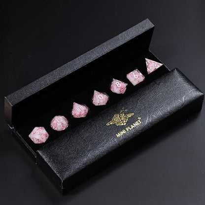DND Resin Sharp Edge Roleplaying Polyhedral Dice Set,for RPG MTG Dungeons and Dragons Sakura Handmade Dice Set - color: Sakura Whisper
