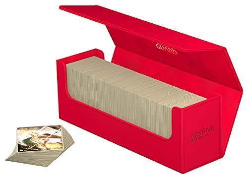 Ultimate Guard Arkhive 400+, Deck Case for 400 Double-Sleeved TCG Cards, Red, Compatible with Boulders, Magnetic Closure & Microfiber Inner Lining - color: Red, size: 400+