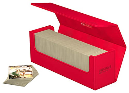 Ultimate Guard Arkhive 400+, Deck Case for 400 Double-Sleeved TCG Cards, Red, Compatible with Boulders, Magnetic Closure & Microfiber Inner Lining - color: Red, size: 400+