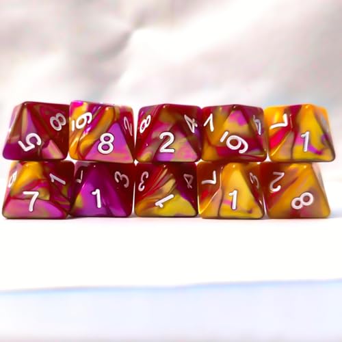 10 PCS D8 8 Sided Dice Set, Polyhedral Number Game Dice for DND RPG MTG Board Game Party Tabletop Accessories (Rose + Gold) - color: Rose + Gold