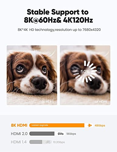 Highwings Long 8K Fiber Optic HDMI Cable 65FT, Unidirectional 2.1 48Gbps High-Speed Slim HDMI 8K60Hz 4K120Hz HDR/eARC Compatible for PS6 and DVD - size: 65 feet