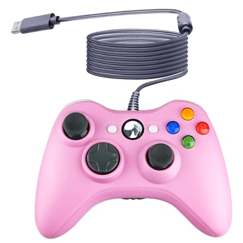 OSTENT Wired USB Controller Gamepad Joystick for Microsoft Xbox 360 Console Windows PC Laptop Computer Video Game Color Pink - color: Pink