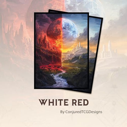 White Red - MTG Card Sleeves, 104ct, Standard Size, Smooth | Perfect for Double Sleeving, Smudge Resistant Matte Back, Standard 66x92mm - Compatible with Magic The Gathering & TCG Cards - color: White Red