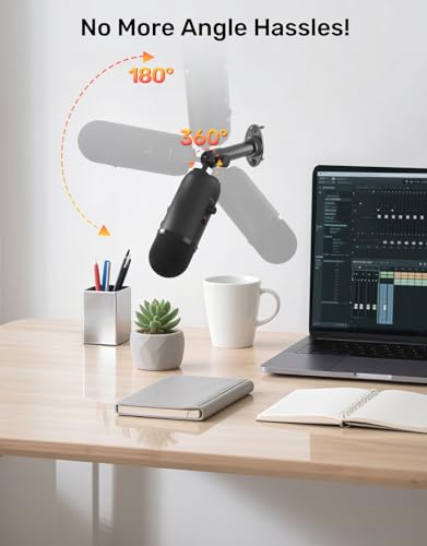 Microphone Wall Mount Bracket with Swivel Mini Ball Head, Mic Wall Mount Flange Base, 5/8" to 3/8" & 1/4" Mic Stand Adapter, Extension Tube Kit - Compatible with Camera, Microphones, Lights, Webcam